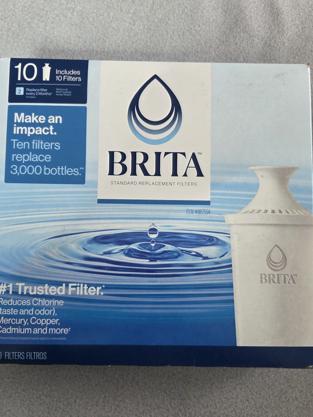BRITA Replacement Water Filters - Blue & White (10 Pack)